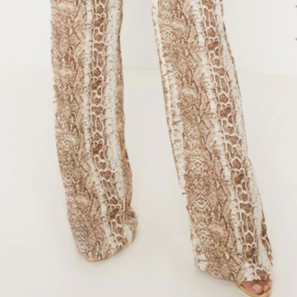 NWT - BROWN SNAKE PRINT WIDE LEG PANTS - Picture 7 of 10
